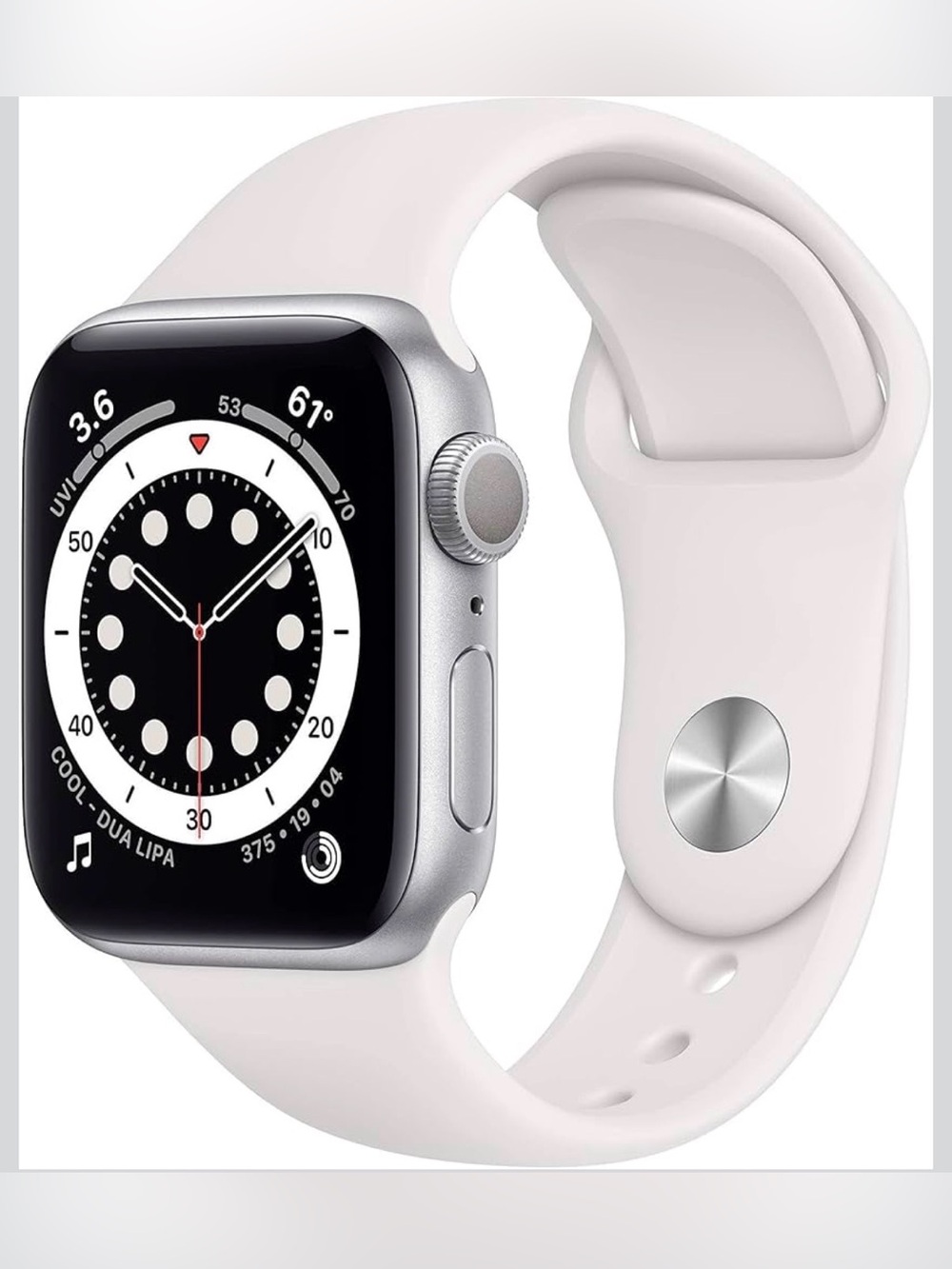 Apple Watch Series 6 — 40mm — White Sport Band plus dressy bands